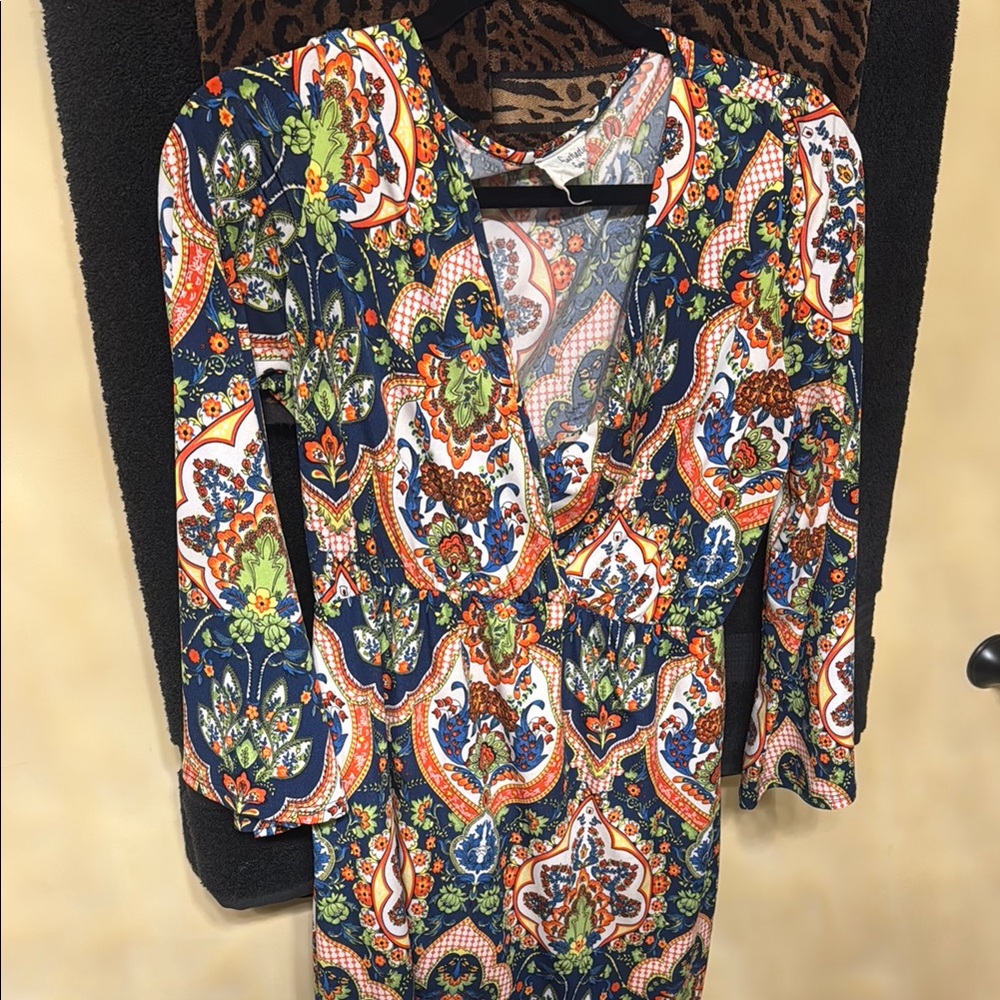 Colorful Paisley Long Sleeve Dress